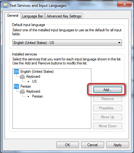 نصب کیبورد فارسی
