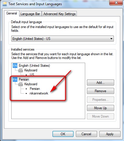 نصب کیبورد فارسی